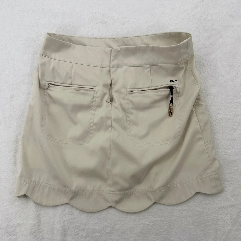 Vineyard Vines Skort Womens 2 Tan Excellent Scalloped Hem Golf Tennis 2R0351